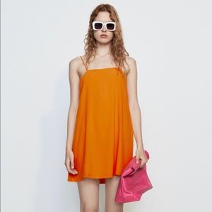 Zara short strappy dress orange small
